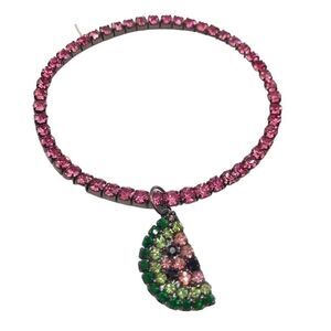 Pink Rhinestone Watermelon Charm Stretch Bracelet